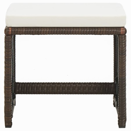 Ensemble à manger de jardin et coussins 9 pcs Poly rotin Marron