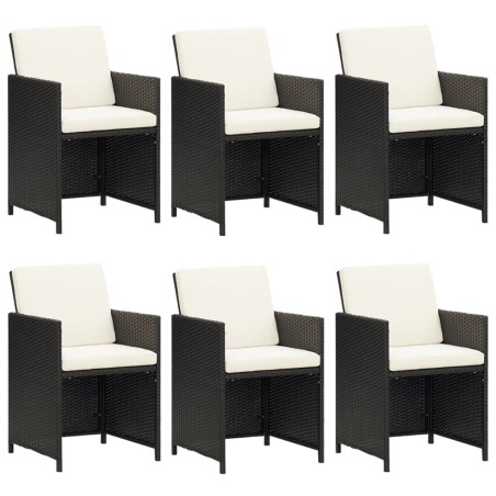 Ensemble à manger de jardin coussins 7pcs Résine tressée Noir