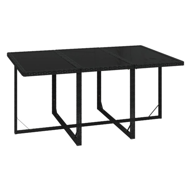 Ensemble à manger de jardin coussins 7pcs Résine tressée Noir