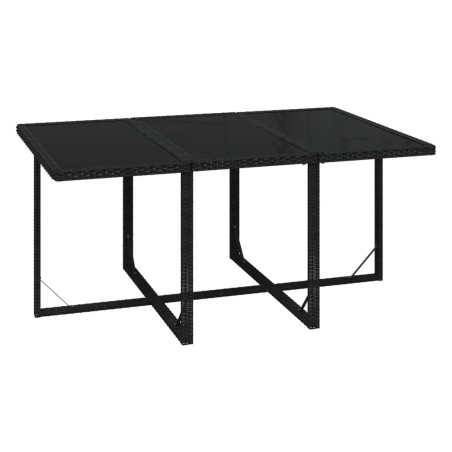 Ensemble à manger de jardin coussins 7pcs Résine tressée Noir