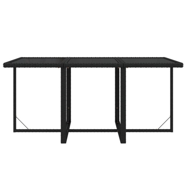 Ensemble à manger de jardin coussins 7pcs Résine tressée Noir