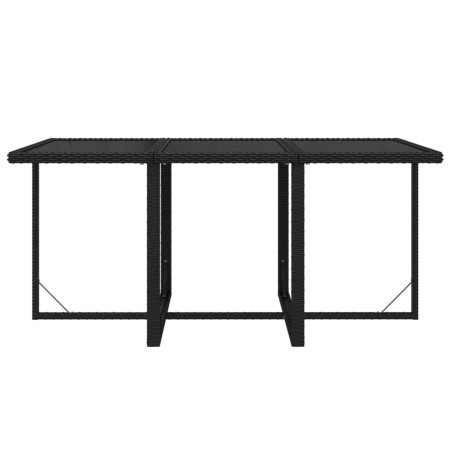 Ensemble à manger de jardin coussins 7pcs Résine tressée Noir