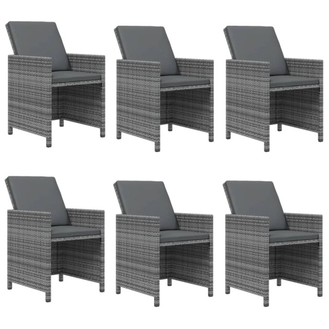 Ensemble à manger de jardin coussins 7pcs Résine tressée Gris