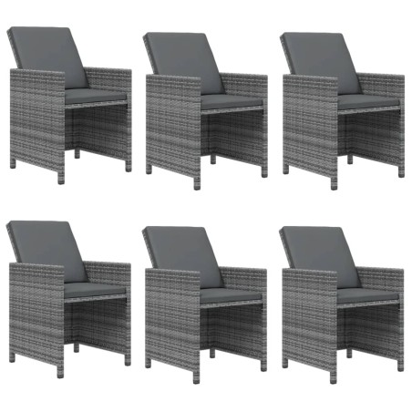 Ensemble à manger de jardin coussins 7pcs Résine tressée Gris