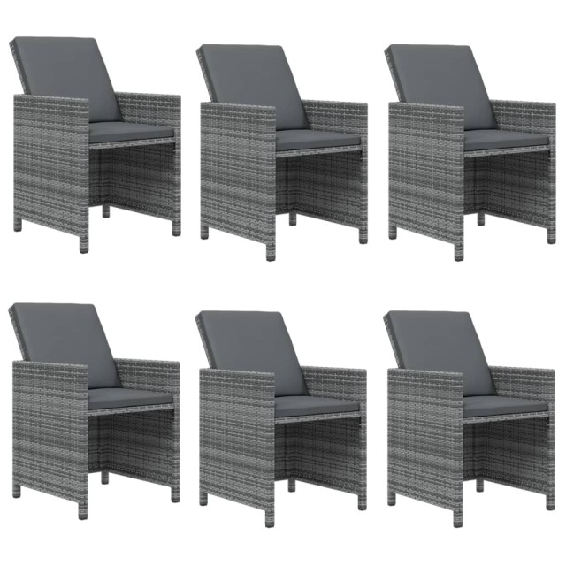 Ensemble à manger de jardin coussins 7pcs Résine tressée Gris