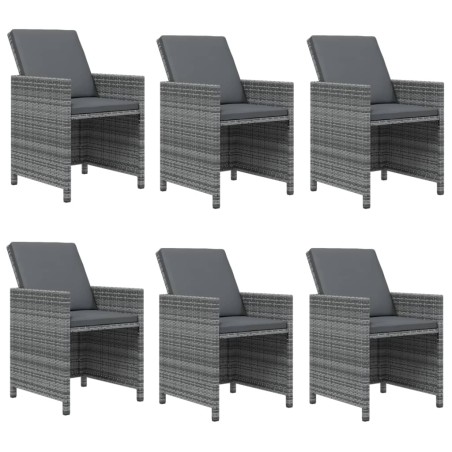 Ensemble à manger de jardin coussins 7pcs Résine tressée Gris
