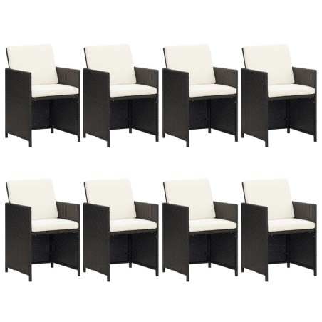 Ensemble à manger de jardin coussins 9pcs Résine tressée Noir