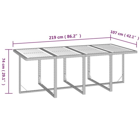 Ensemble à manger de jardin coussins 9pcs Résine tressée Gris