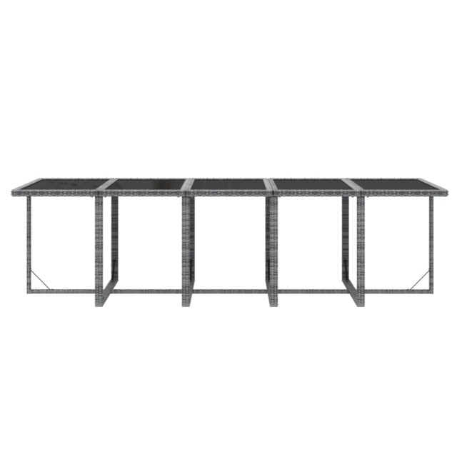 Ensemble à manger de jardin coussins 11 pcs Résine tressée Gris