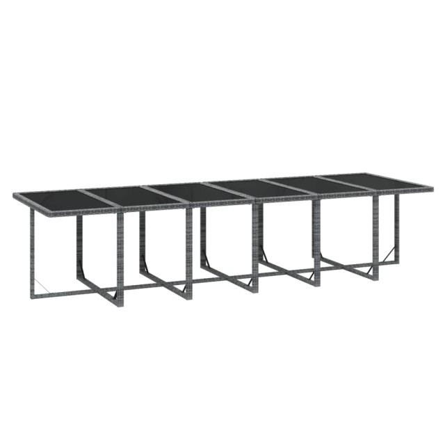 Ensemble à manger de jardin coussins 13 pcs Résine tressée Gris