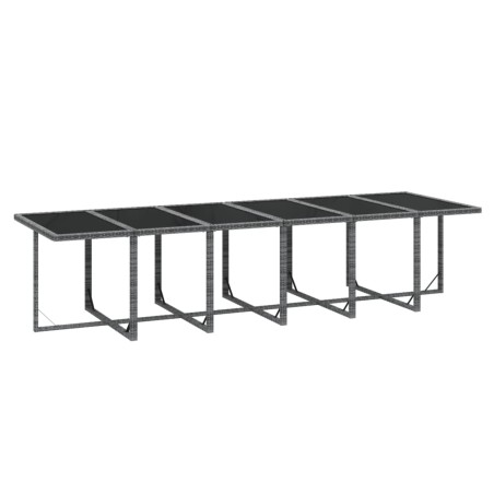 Ensemble à manger de jardin coussins 13 pcs Résine tressée Gris