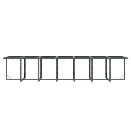 Ensemble à manger de jardin coussins 15 pcs Résine tressée Gris