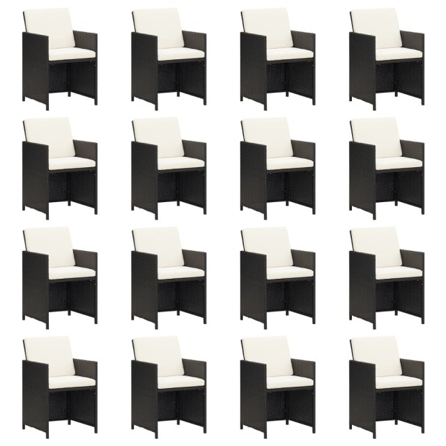 Ensemble à manger de jardin 17 pcs coussins noir résine tressée