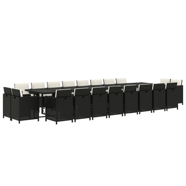Ensemble à manger de jardin 21pcs coussins noir résine tressée