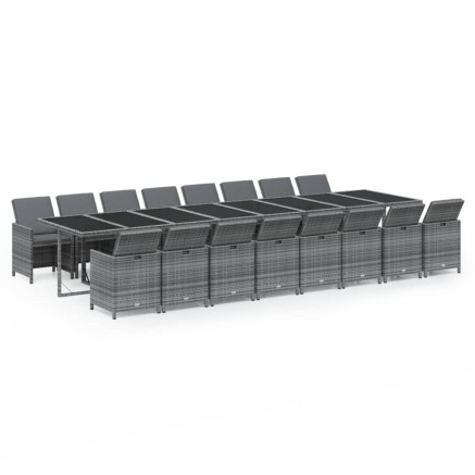 Ensemble à manger de jardin 17 pcs et coussins résine tressée 2