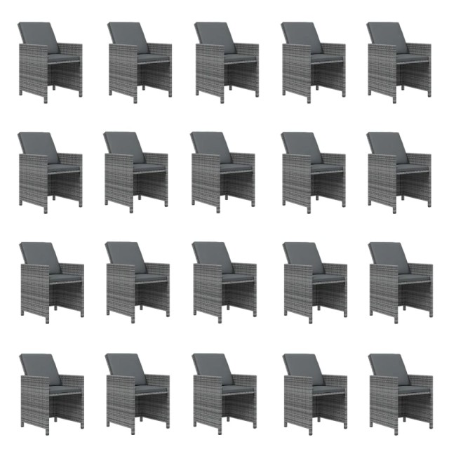 Ensemble à manger de jardin coussins 21 pcs Gris Résine tressée