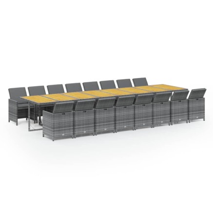 Ensemble à manger de jardin 17 pcs et coussins résine tressée 2