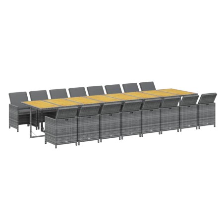 Ensemble à manger de jardin 17 pcs et coussins résine tressée