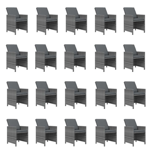 Ensemble à manger de jardin coussins 21 pcs Gris Résine tressée