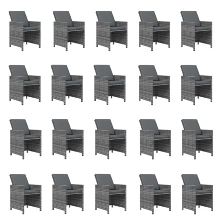 Ensemble à manger de jardin coussins 21 pcs Gris Résine tressée