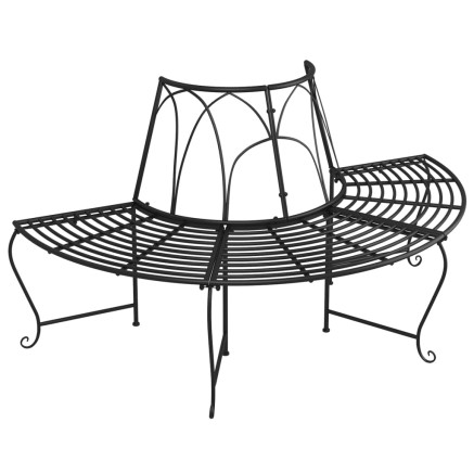 Banc demi-circulaire tour d'arbre lot de 2 Ø159 cm Noir Acier 2