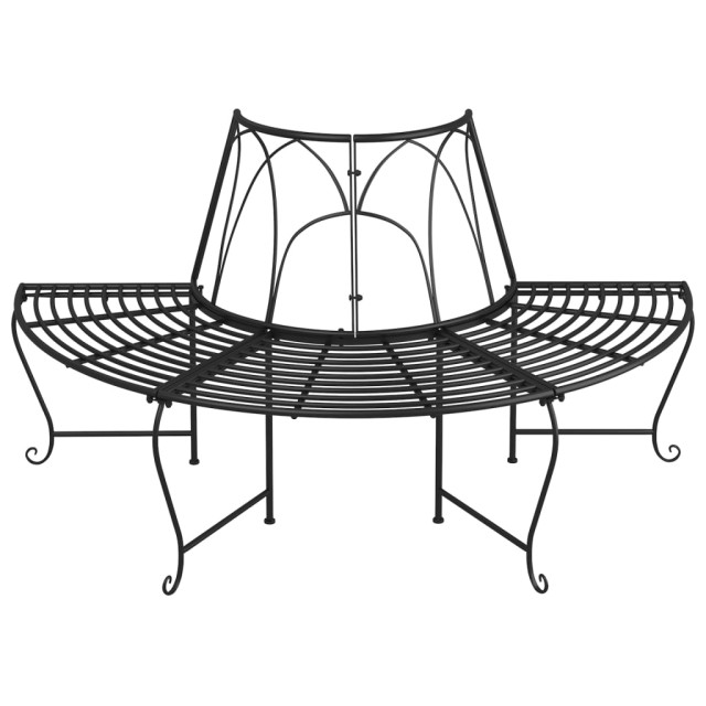 Banc demi-circulaire tour d'arbre lot de 2 Ø159 cm Noir Acier