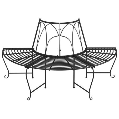 Banc demi-circulaire tour d'arbre lot de 2 Ø159 cm Noir Acier