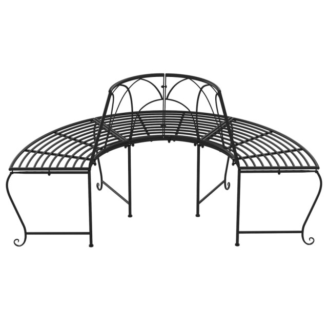 Banc demi-circulaire tour d'arbre lot de 2 Ø159 cm Noir Acier