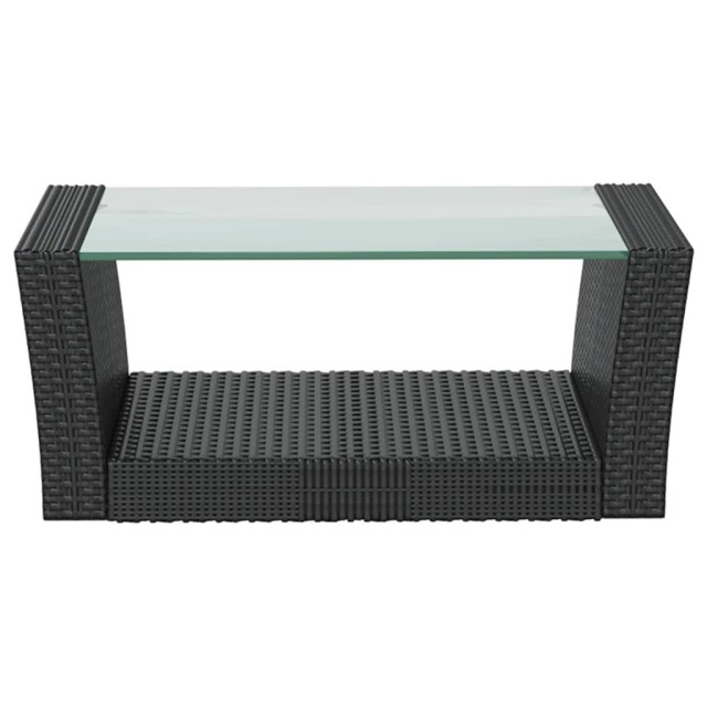 Salon de jardin 8 pcs avec coussins résine tressée noir