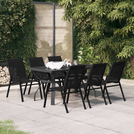 Ensemble à manger de jardin 7 pcs Noir