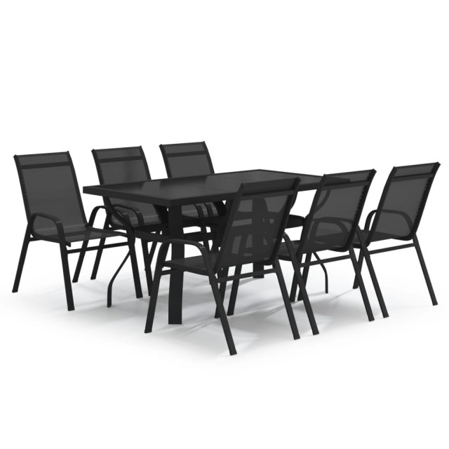 Ensemble à manger de jardin 7 pcs Noir