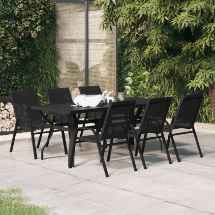 Ensemble à manger de jardin 7 pcs Noir