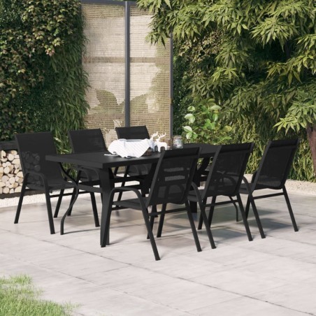 Ensemble à manger de jardin 7 pcs Noir