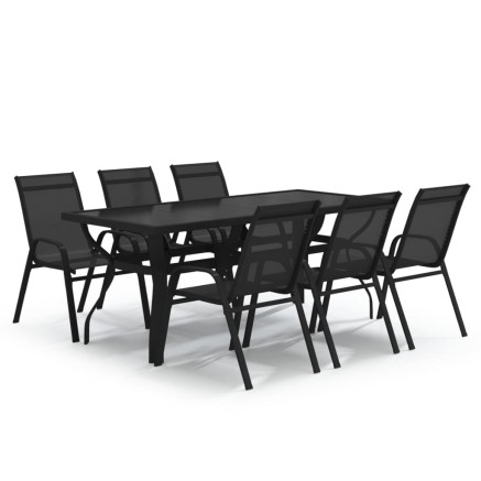 Ensemble à manger de jardin 7 pcs Noir 2