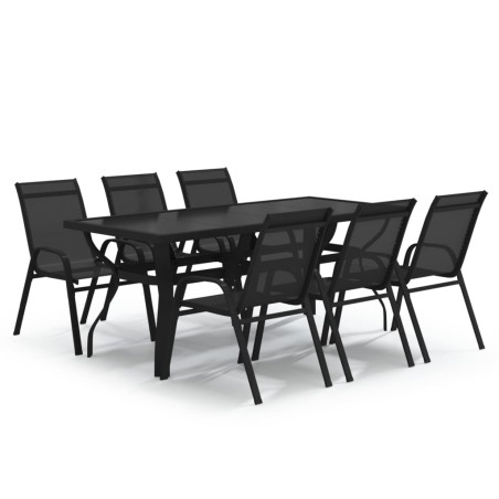 Ensemble à manger de jardin 7 pcs Noir