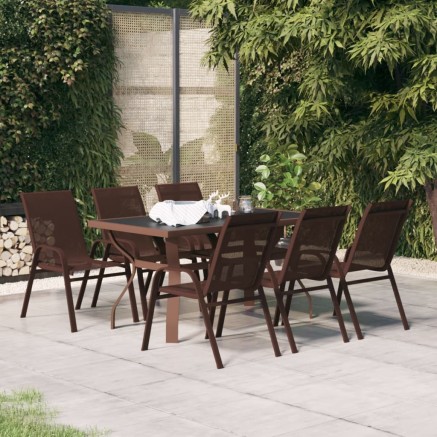 Ensemble à manger de jardin 7 pcs Marron et noir