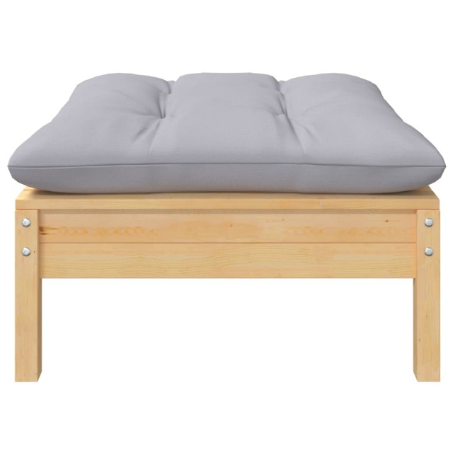 Salon de jardin 7 pcs avec coussins gris bois de pin massif