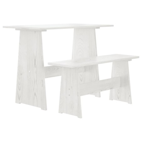 Ensemble à manger REINE 3 pcs blanc bois de pin massif