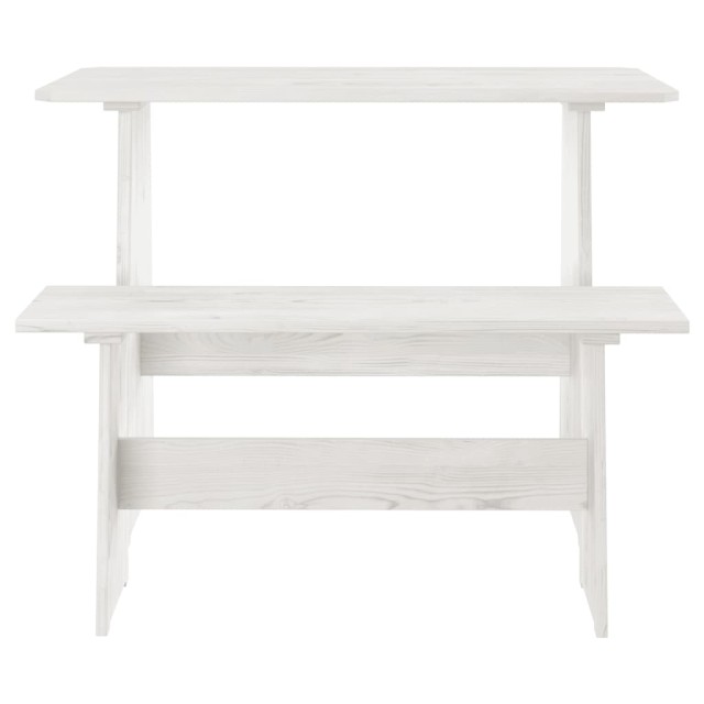 Ensemble à manger REINE 3 pcs blanc bois de pin massif