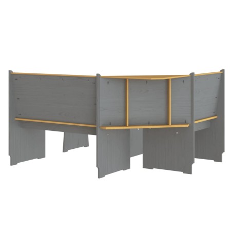 Ensemble à manger REINE 3 pcs marron miel gris bois pin massif