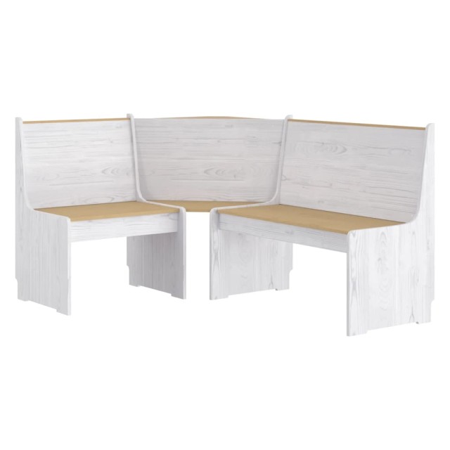 Ensemble à manger REINE 3 pcs marron miel blanc bois pin massif