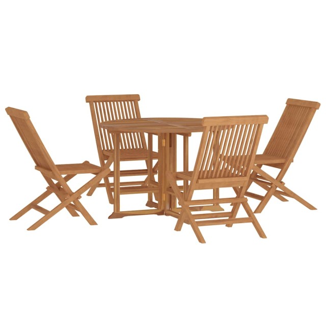 Mobilier à dîner d'extérieur pliable 5 pcs Bois solide de teck