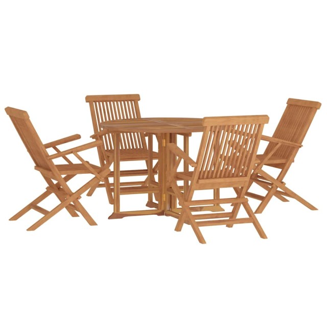 Ensemble à dîner d'extérieur pliable 5 pcs Bois solide de teck