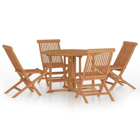Ensemble à dîner d'extérieur pliable 5 pcs Bois solide de teck