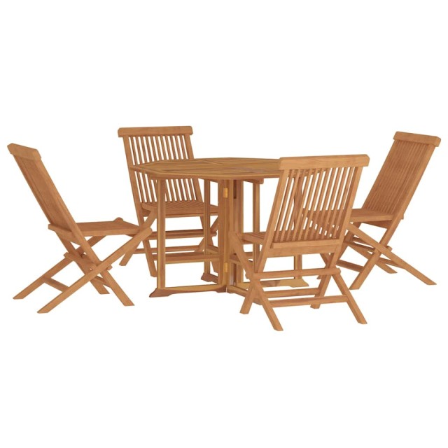 Ensemble à dîner d'extérieur pliable 5 pcs Bois solide de teck