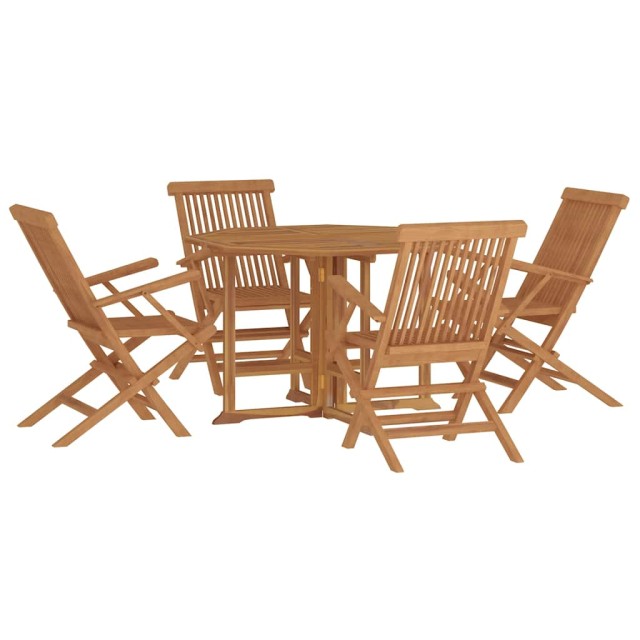 Ensemble à manger d'extérieur pliable 5 pcs Bois solide de teck