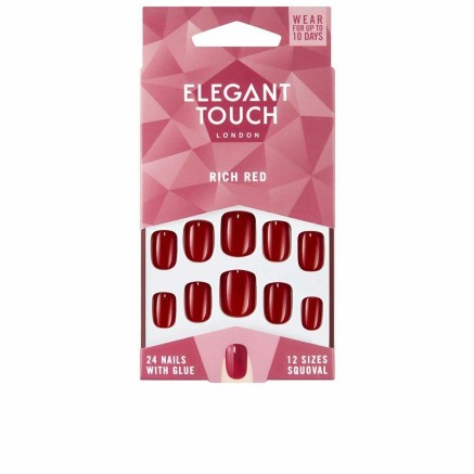 Unghie Finte Elegant Touch Polished Colour Arrotondato Rich Red (24 ud