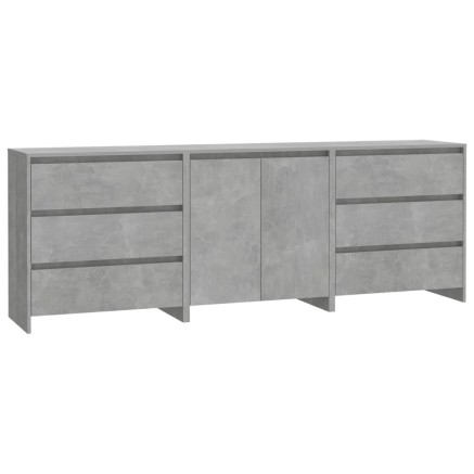 Buffets 3 pcs Gris béton Bois d'ingénierie 2