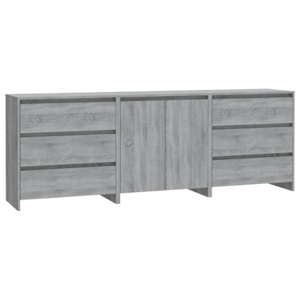 Buffets 3 pcs Sonoma gris Bois d'ingénierie 2