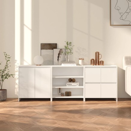 Buffets 3 pcs Blanc Bois d'ingénierie